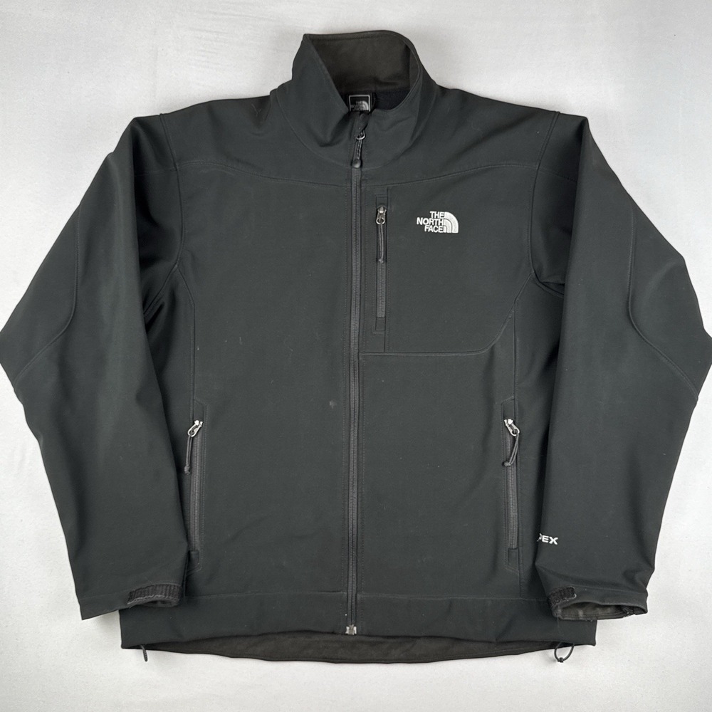 The North Face Apex Soft Shell Jacket Black Full Zip Windproof Men's Large